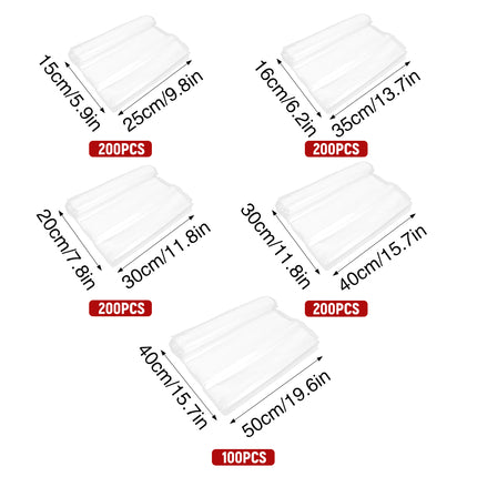 100/200PCS POF Clear POF Heat Shrink Bags for Packaging Sealing Use