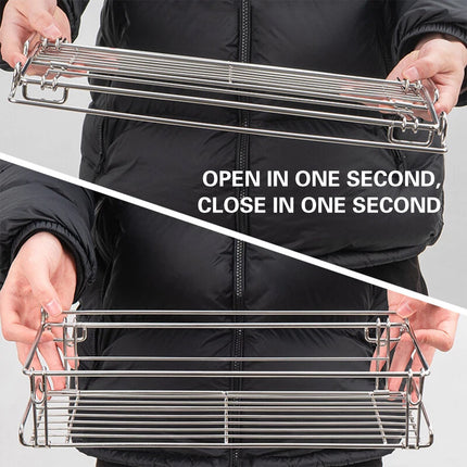 Folding Table Extension Rack Outdoor Camping Storage Shelf With Hanging Basket