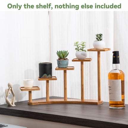 Bamboo Indoor Desktop Flower Stand for Living Room Office MultiTier Plant Holder