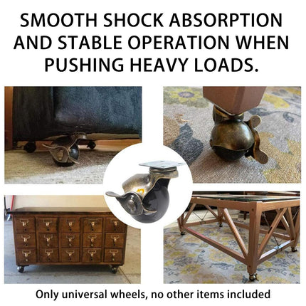 4PCS Bronze Furniture Caster Wheels Spherical PP Sofa Brake Universal Roller Set