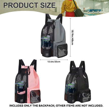 Mesh Drawstring Backpack Lightweight Sports Bag for Gym Swimming Beach Use