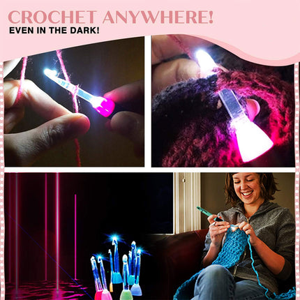 9PCS Glowing Crochet Kit Durable 9 Sizes for DIY Craft Scarf Hat Making Supplies