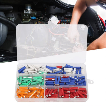 200PCS Torpedo Car Fuse Assortment Kit with Colour Coded Ratings for Vehicle Maintenance