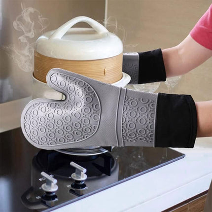 Kitchen Heat Resistant Gloves Pair Cooking Oven Mitts Baking BBQ Insulated Glove