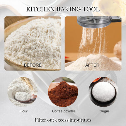 Semi Automatic Hand Held Flour Sifter Baking Powder Strainer Sieve Kitchen Tool