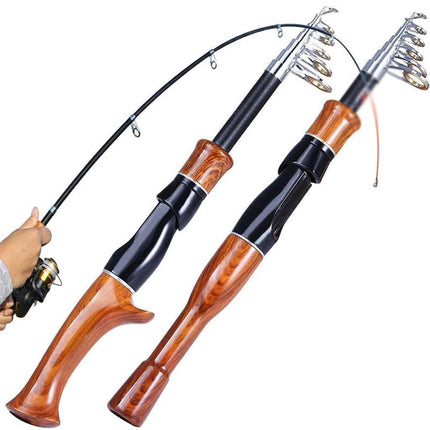 Telescopic Imitation Wood Fishing Rod Ultra Lightweight Portable Fishing Pole