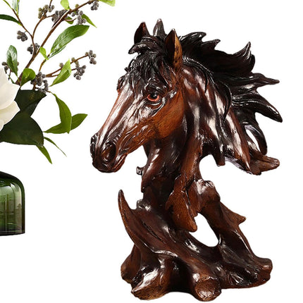 Horse Head Animal Figurine for Office Decoration Realistic Resin Craft for Home