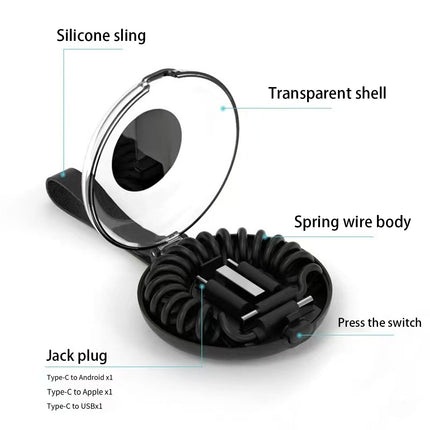 Six In One Charging Cable Spring Design Mobile Phone Fast Data Cord USB Cable