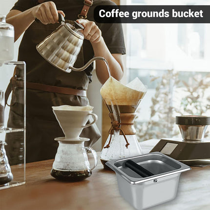 Stainless Steel Coffee Grounds Bucket Anti Splash Easy Clean for Home Cafe Use