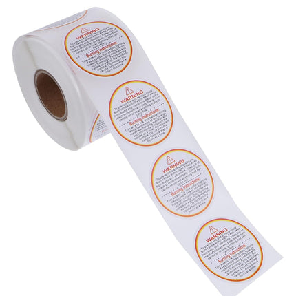 5 Rolls Candle Warning Stickers 38mm Round Labels 2500 Pack Black White