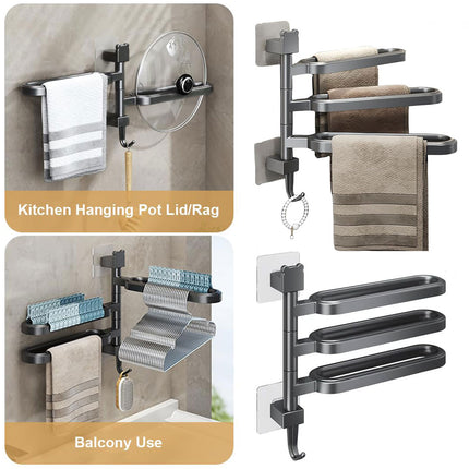 Punch-free Towel Rack Basic Model Rotatable Multi-rod Bathroom Toilet Towel Hang