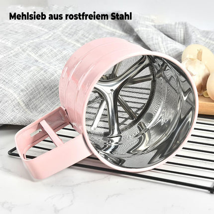Hand Squeeze Mechanical Flour Sifter Stainless Steel One Hand Baking Sieve