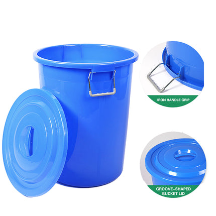Large Round Plastic Utility Bucket with Lid Heavy Duty Garden Cleaning