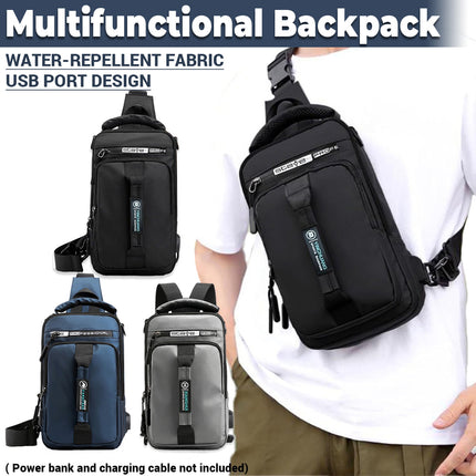 Large Capacity Multi Functional Shoulder Bag with USB Port Water Resistant
