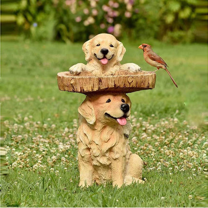 Outdoor Resin Bird Feeder Garden Ornament Tree Stump Bird Bath Decoration
