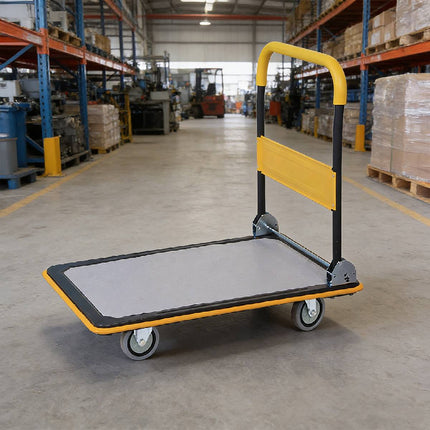 Compact Foldable Platform Trolley Cart Steel Deck Swivel Wheels Home Warehouse