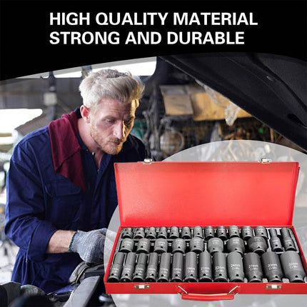 35pc Air Impact Socket Set Heavy Duty Mechanic Deep Socket Tool Kit