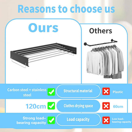 Invisible Wall Mounted Indoor Foldable Clothes Drying Rack Space Saving Home