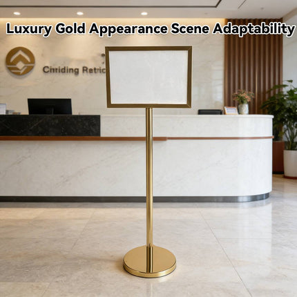 Gold A3 Floor Menu Display Stand Stainless Steel