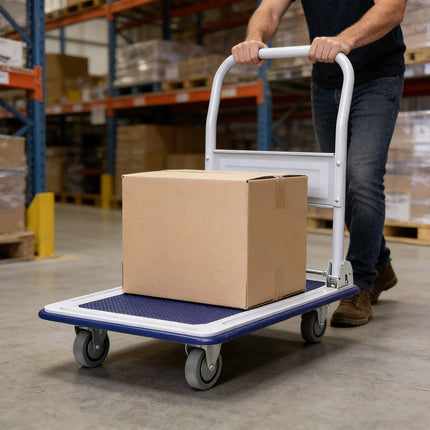 Foldable Platform Trolley Cart Steel Frame Swivel Wheels Warehouse Home Moving