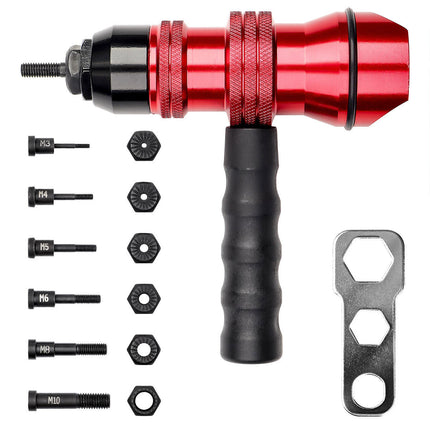 Rivet Nut Setter Drill Adapter M3-M10 with 30 Rivet Nuts Hardware Repair Kit