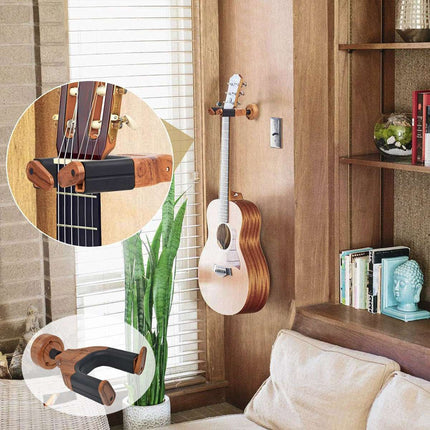 Solid Wood Guitar Wall Hook Hanger Silicone Neck Cradle Acoustic Electric Bass