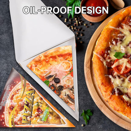 100PCS Triangle Pizza Box Food Grade Material Oil Proof for Takeaway Delivery