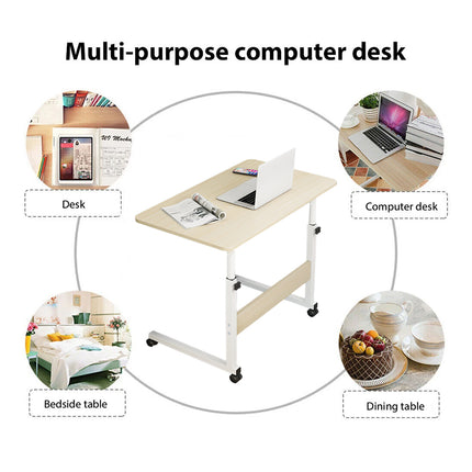 Adjustable Bedside Table with Wheels Laptop Desk Overbed Table