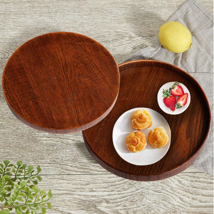 Round Wooden Serving Tray 4 Sizes Living Room Kitchen Dining Table Serving Tray