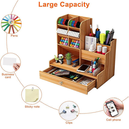 Desktop Office Organizer Large Storage Box Pen Holder Grid Rack Stationery