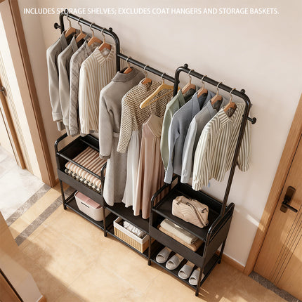 Simple Clothes Rack Steel Frame Non-Woven Fabric Durable for Bedroom Storage Use