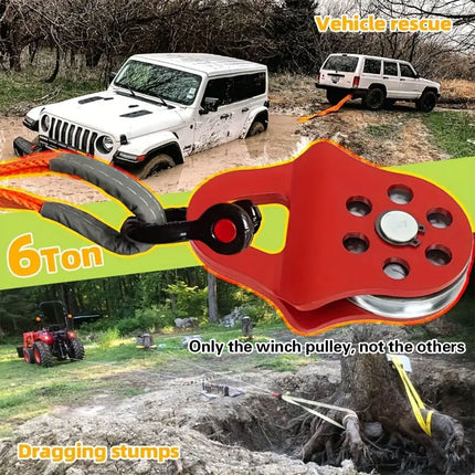 Off Road Recovery Winch Pulley Snatch Block Tackle Tow Hook Accessory Heavy Duty