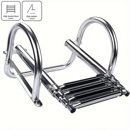 Marine Folding Ladder Yacht Telescopic Step Ladder with Arched Handrail for Boat