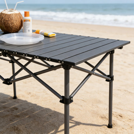 Folding Outdoor Camping Table Portable Aluminium Top Picnic Beach Garden
