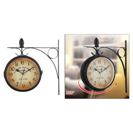 Vintage Outdoor Bracket Clock Garden Station Wall Clock Double Sided Clock