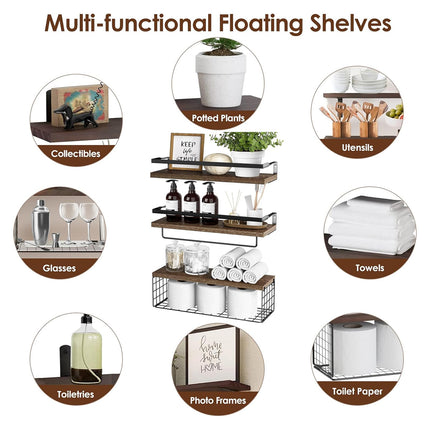 3 PCS Multi Functional Wall Mounted Storage Shelf Space Saving Home Decor