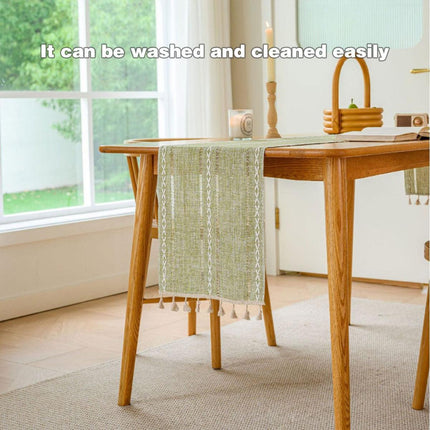 Solid Colour Woven Hollow Fringe Table Runner Home Dining Tablecloth Decoration