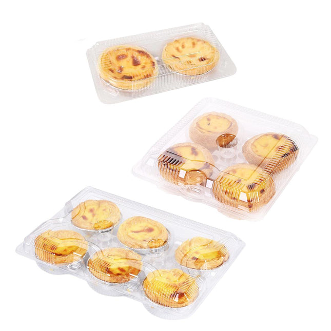 100PCS Transparent Plastic Egg Tart Box Disposable Bakery Packing Container