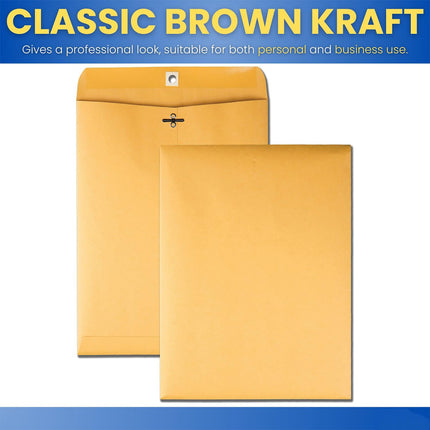 100pcs Kraft Envelopes 6x9in with Metal Clasp for Gift and Document Use
