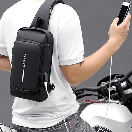Multi-functional Combination Lock Chest Bag with USB Charging Port