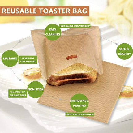 10 PCS Reusable Toaster Baking Bags Heat Resistant for Oven Microwave