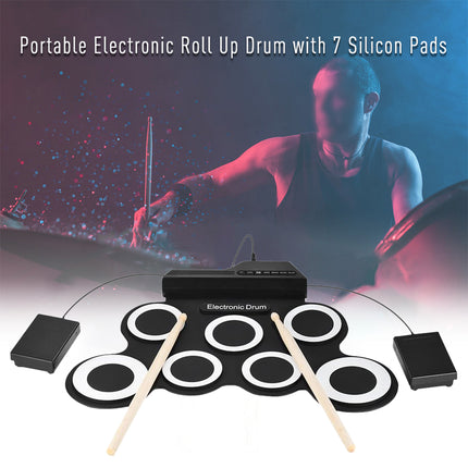 Roll-Up Electronic Drum Kit Portable USB Rechargeable For Music Practice Use