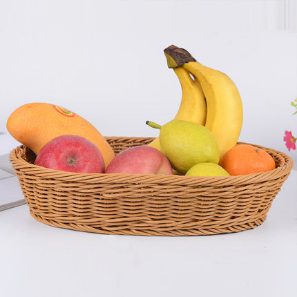 Imitation Rattan Plastic Basket Bread Fruit Vegetable Snack Storage Display Bin