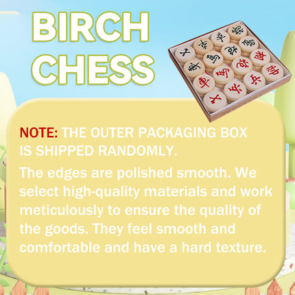 Chinese Birch Wood Chess Set with Laser-Engraved Pieces and Board
