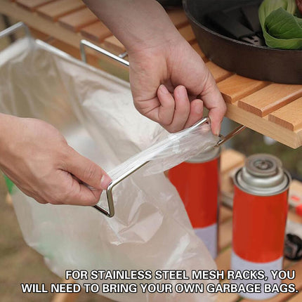 Portable Foldable Stainless Steel Trash Rack for Outdoor Camping Picnic Use