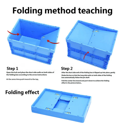 Foldable Plastic Storage Box Rounded Corner Design for Workshop Garage Home Use
