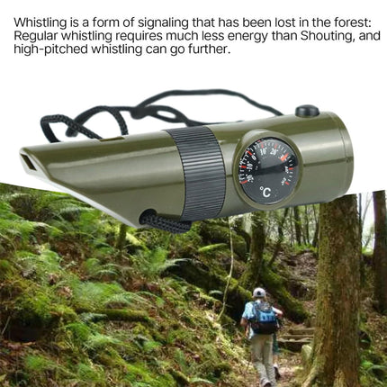 2PCS Outdoor 7 in 1 Multifunctional Emergency Whistle for Camping Hiking Use