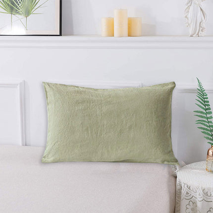 Pair of Linen Pillowcases Solid Color Envelope Style Bedding Pillow Cover Set