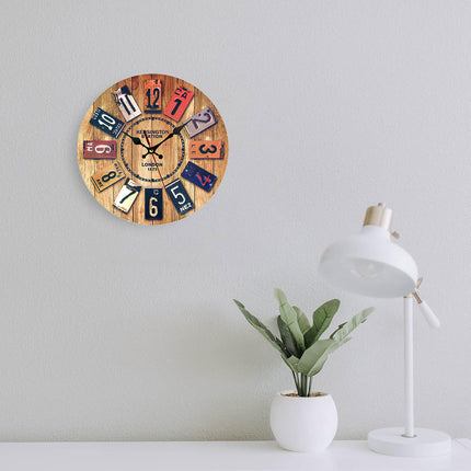 Wooden Wall Clock Round Shape Creative Design For Living Room Bedroom Decoration