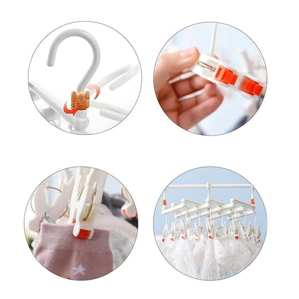 Plastic Socks Drying Rack Multi Clip Clothes Hanger Laundry Organizer Holder
